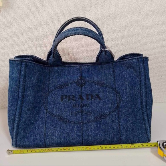 100% AUTHENTIC Prada Canapa Avio Demin - Picture 2 of 14